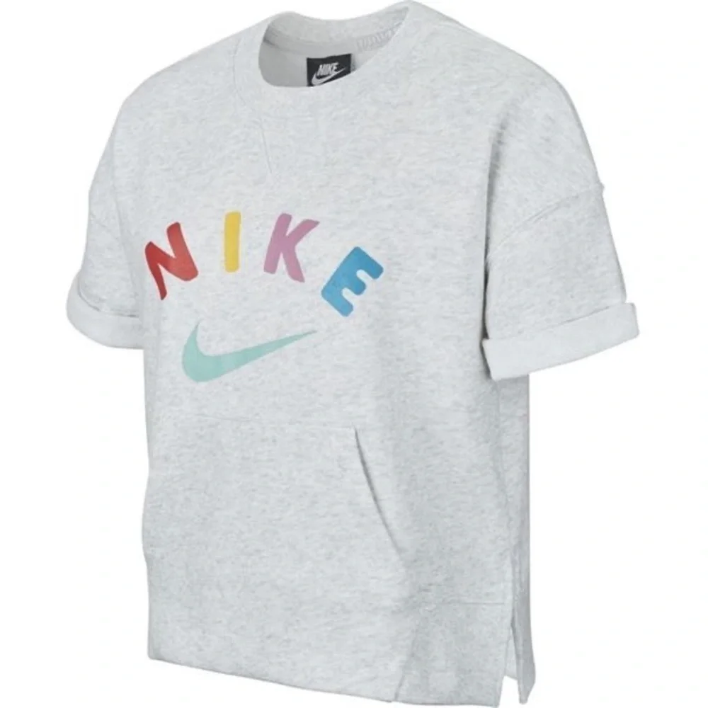 NIKE Kids Girls Cropped Short Sleeve Sweatshirt Size XL Short Sleeve Top